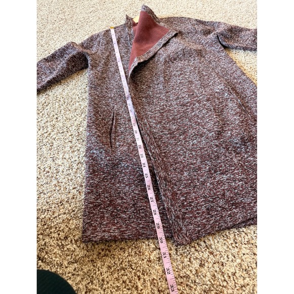 Ann Taylor‎ XS Marled Burgundy Open Front Cardigan Sweater Pockets - Picture 10 of 11